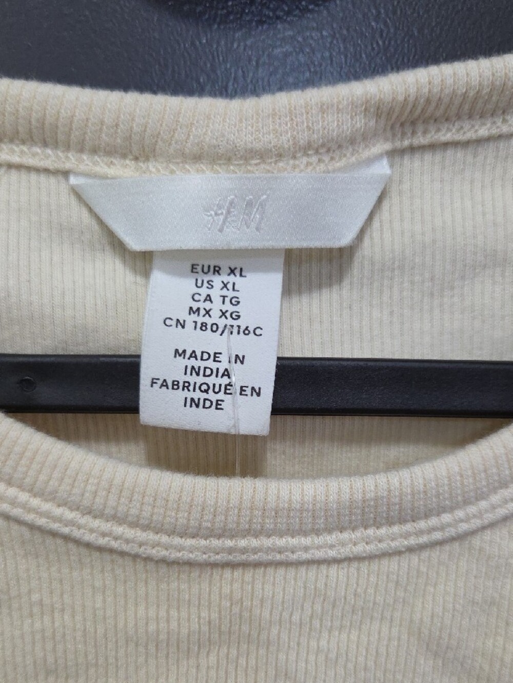 H&M Cream Ribbed Cropped Tank Top - Picture 2 of 3